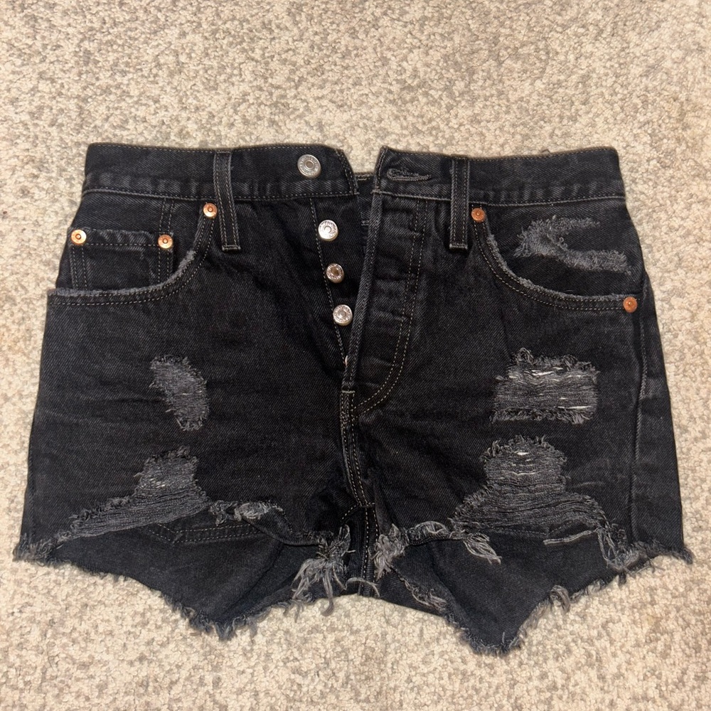 Levi's Black Distressed Jean Shorts